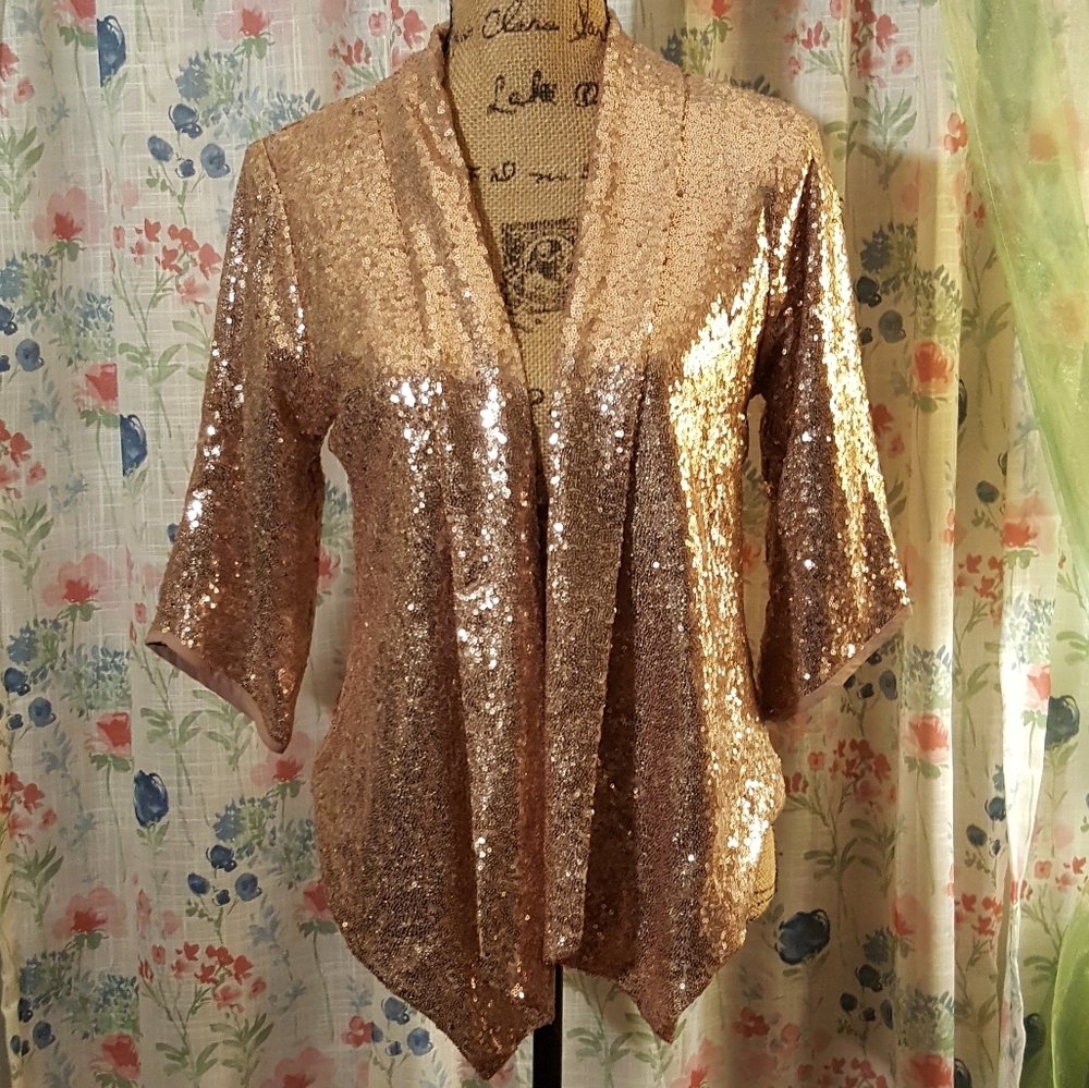 Rose Gold Living Doll Sequin Cardigan